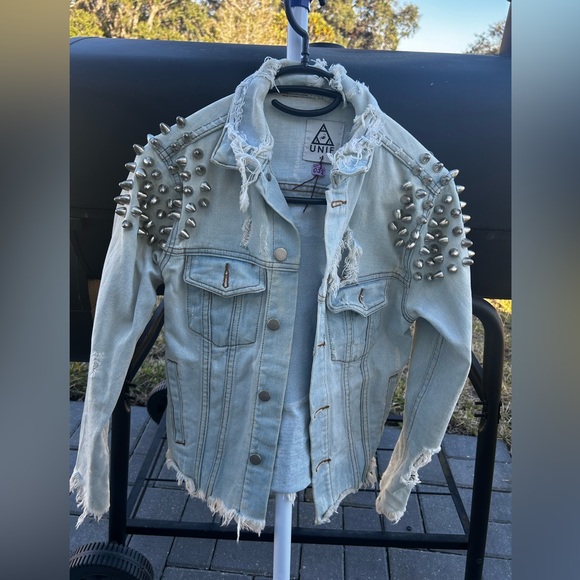 UNIF Hardcore Cat 🐱 Bomber Jacket Retro Irreverent Women’s metal studs - Picture 9 of 17